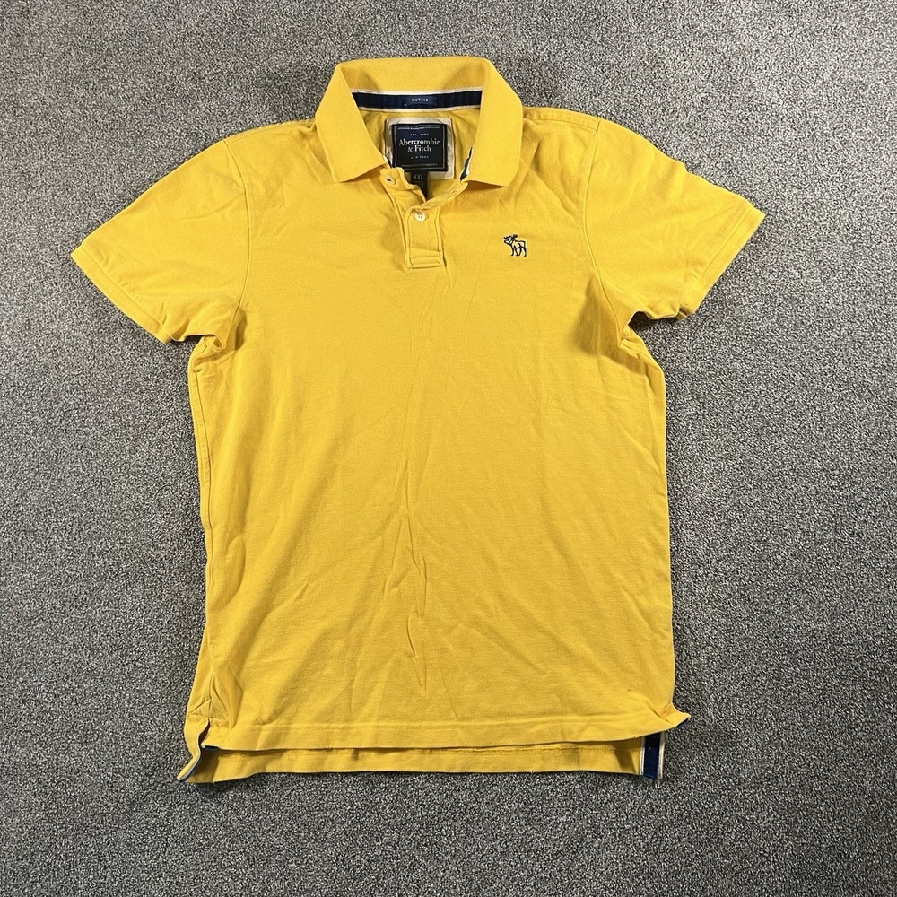 Abercrombie & Fitch Muscle Polo Shirt Yellow Short Sleeve Men’s XXL Cotton